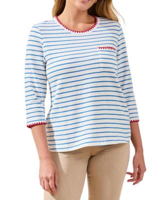 Women's Textured Stripe Knit 3/4-Sleeve Top