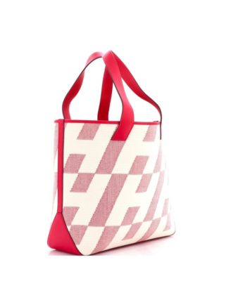 40 Cabas H en Biais Tote Canvas with Leather