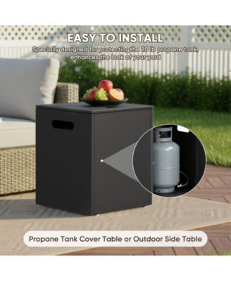 2-Piece Outdoor Fire Table Set 42.9 Inch Rectangle Gas Firepit with Tank Cover