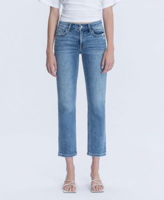 Women's Mid Rise Ankle Slim Straight Jeans