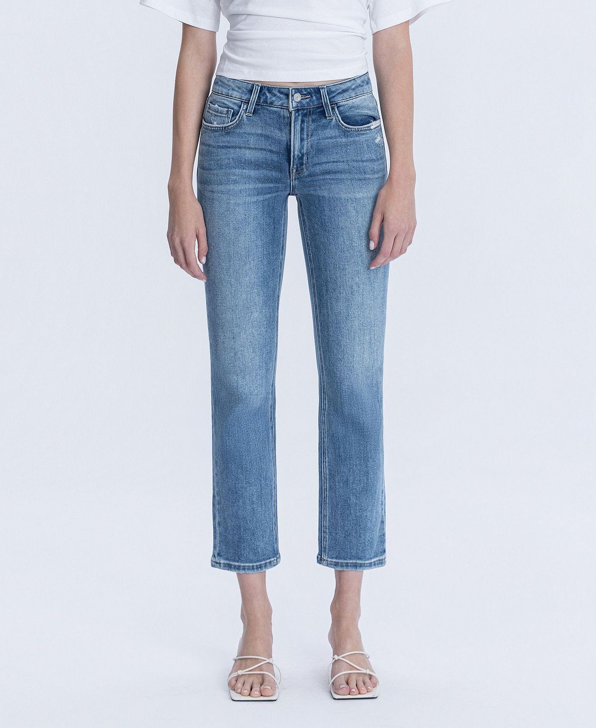 Vervet Women's Mid Rise Ankle Slim Straight Jeans view 1 — MAYCSS fashion products