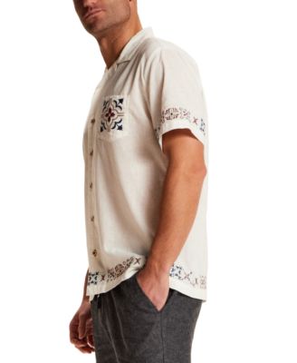Men's Short-Sleeve Button-Down Linen Cotton Shirt