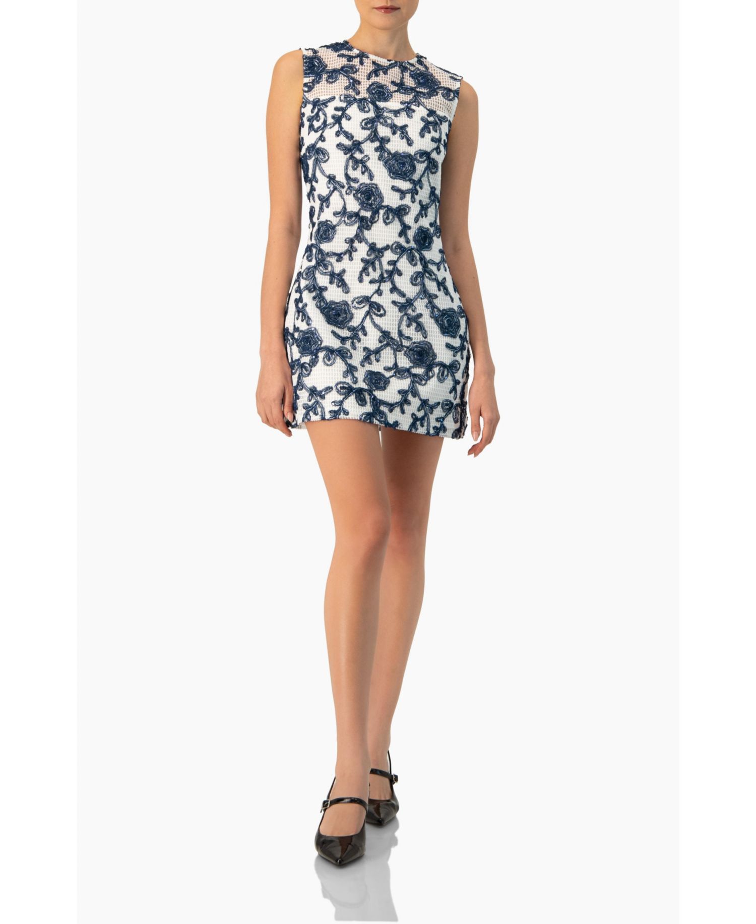 Women's Sleeveless Embroidered A-Line Dress