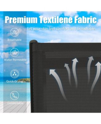 Lounge Chairs Set, Aluminum Adjustable Outdoor Chaise Lounge with Wheels, 2 Poolside Chairs,1 Side Table, Textilene