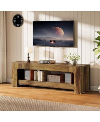 TV Stand for Living Room for 55/60/65/75-Inch TVs, Farmhouse Rustic TV Console, 63" Entertainment Center Television Stand for Bedroom