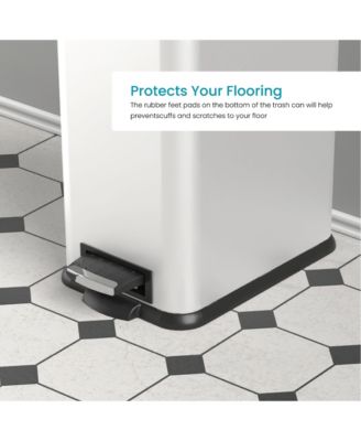 4 Gallon Slim Stainless Steel Kitchen Trash Can with Step Pedal and Soft Close Lid.