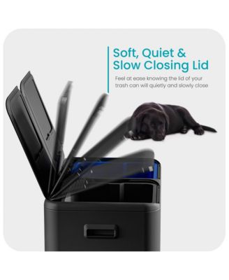 16 Gallon Stainless Steel Dual Trash and Recycling Can with Removable Liners and Soft Close Lids