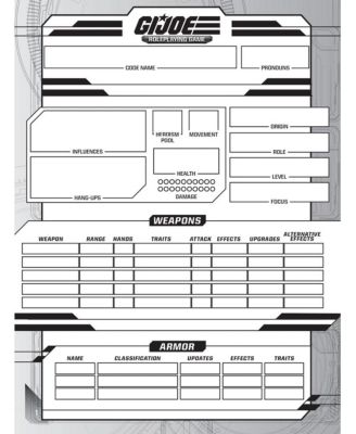 G.I. JOE Roleplaying Game Character Journal