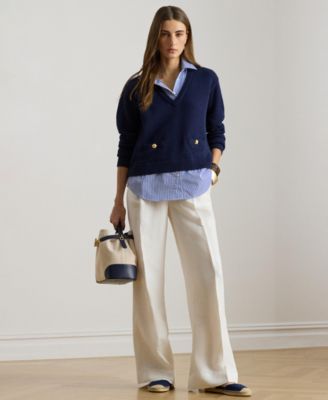 Women's Twill Wide-Leg Pants