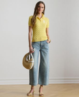 Women's Cable-Knit Polo Shirt