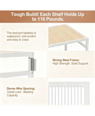 Adjustable Shelf Kitchen Cart with Metal Frame and Wheels for Versatile Storage