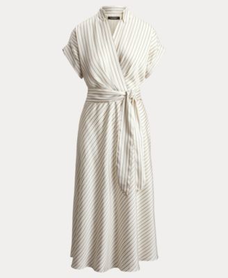 Women's Striped Belted Twill Dress