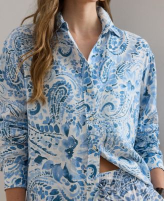 Women's Paisley Print Long-Sleeve Shirt