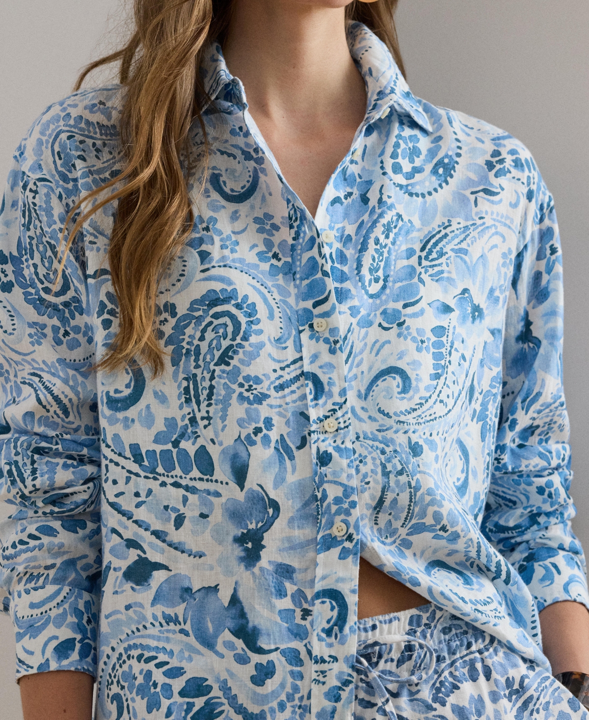 Lauren Ralph Women's Paisley Print Long-Sleeve Shirt