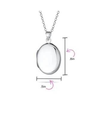 Simple Plain Oval Keepsake Photo Lockets Necklace Pendant .925 Silver Sterling Small
