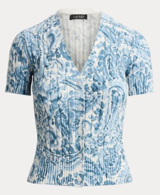 Women's Short-Sleeve V-Neck Cardigan