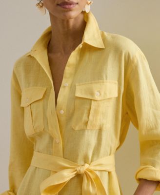 Women's Point Collar Midi Shirt-Dress