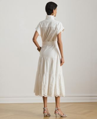 Women's Short-Sleeve Tiered Shirt-Dress