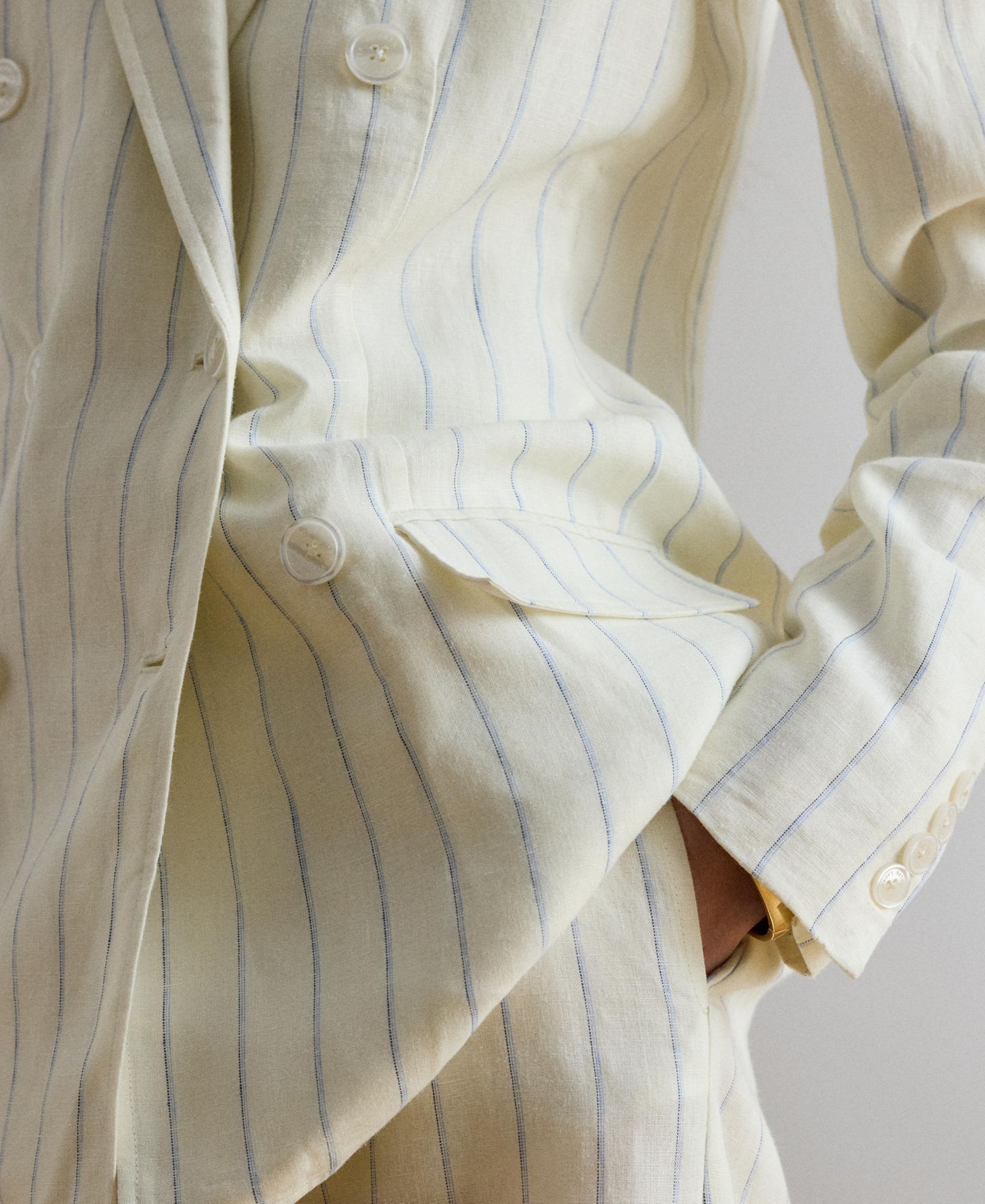 Женский пиджак Lauren Ralph Lauren Striped Double-Breasted Blazer, цвет: Белый / Синий разноцветный — фото 4