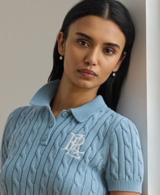 Women's Cable-Knit Polo Shirt