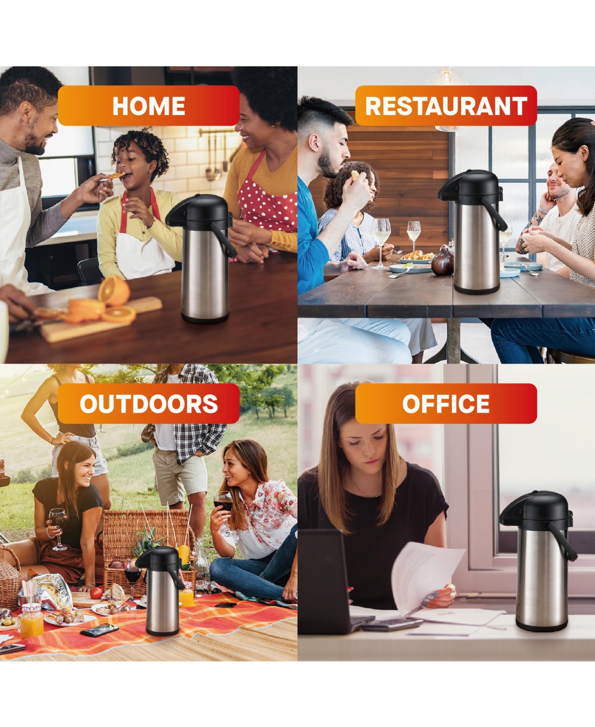 Vondior Thermal Coffee Carafe Dispenser oz: Insulated Hot/Cold Stainless Steel