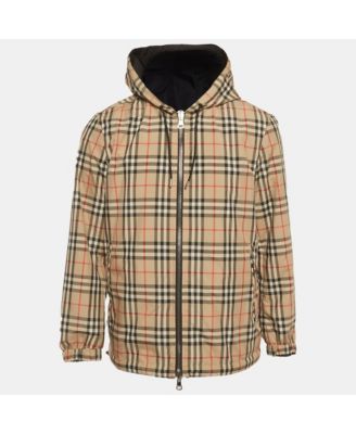 Men's Check Synthetic Reversible Hooded Jacket