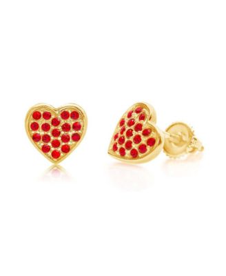Girls 18K Heart Earrings with Sterling Silver Screwbacks