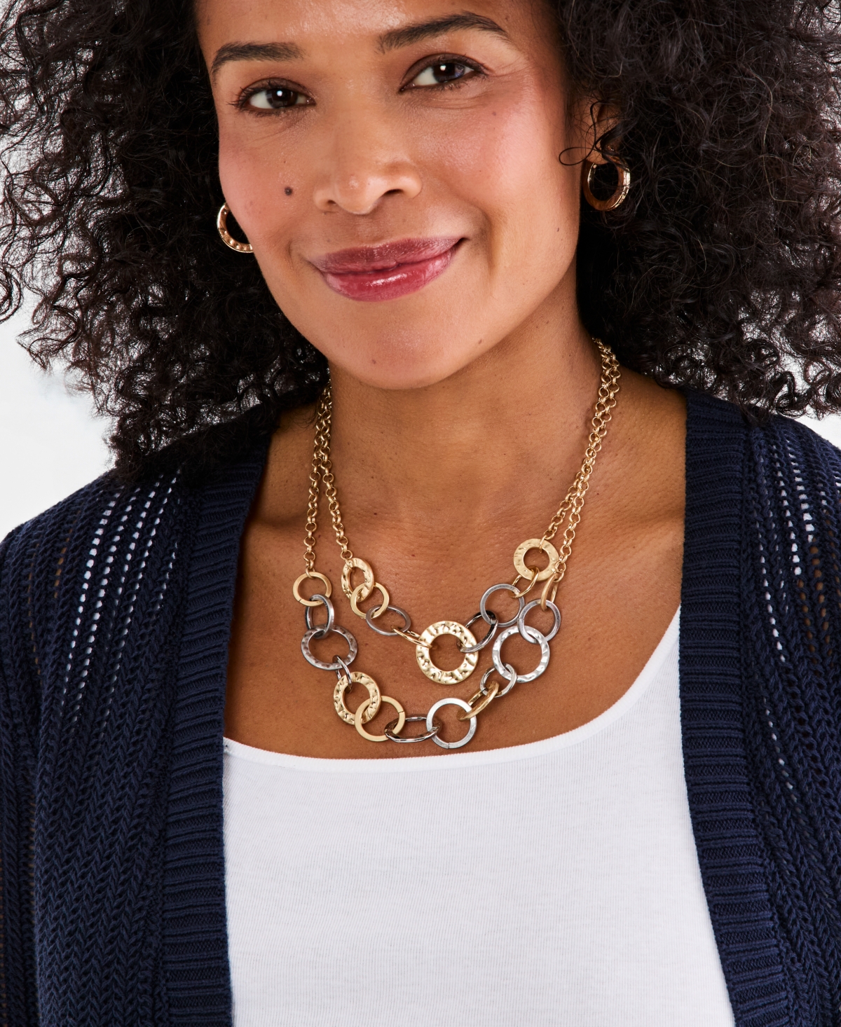 Style & Co Two-Tone Disc Two-Row Necklace, Macy's Exclusive