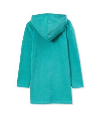 Girls Long Sleeve Hooded Front Pocket Terry Cloth Swimsuit Cover-Up