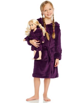 Toddler Girls 2T-5T Matching Doll Fleece Hooded Robe