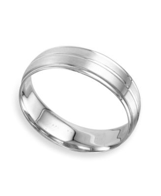 Men's Textured Beveled Edge Wedding Band in 14k White Gold