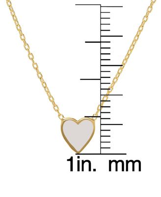 Girls White Enamel Heart Necklace in 14K