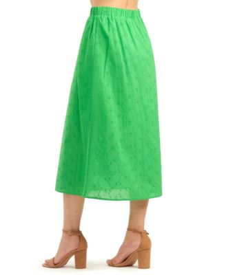 Women's Eyelet Pleated Pull-On Skirt