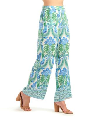 Women's Printed Wide-Leg Mid-Rise Pants