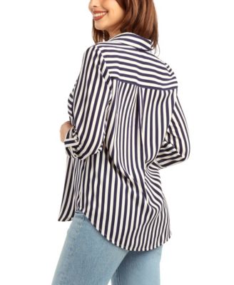 Women's Printed Button-Up Collared Top