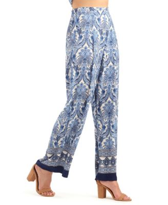 Women's Printed Wide-Leg Mid-Rise Pants