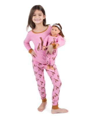Toddler Girls Matching Doll Snug-Fit Cotton Long Sleeve All-Over Animal Print Pajamas