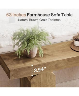 63" Long Entryway Table, Farmhouse Console Table with 2 Arched Pedestal Legs