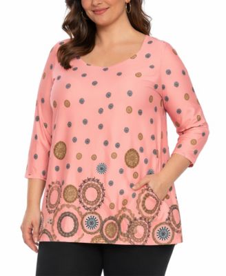 Plus Size Printed Sleeve Flowy Tunic Top