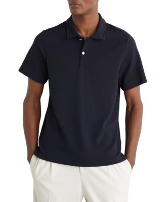 Men's Textured Half-Button Polo Shirt