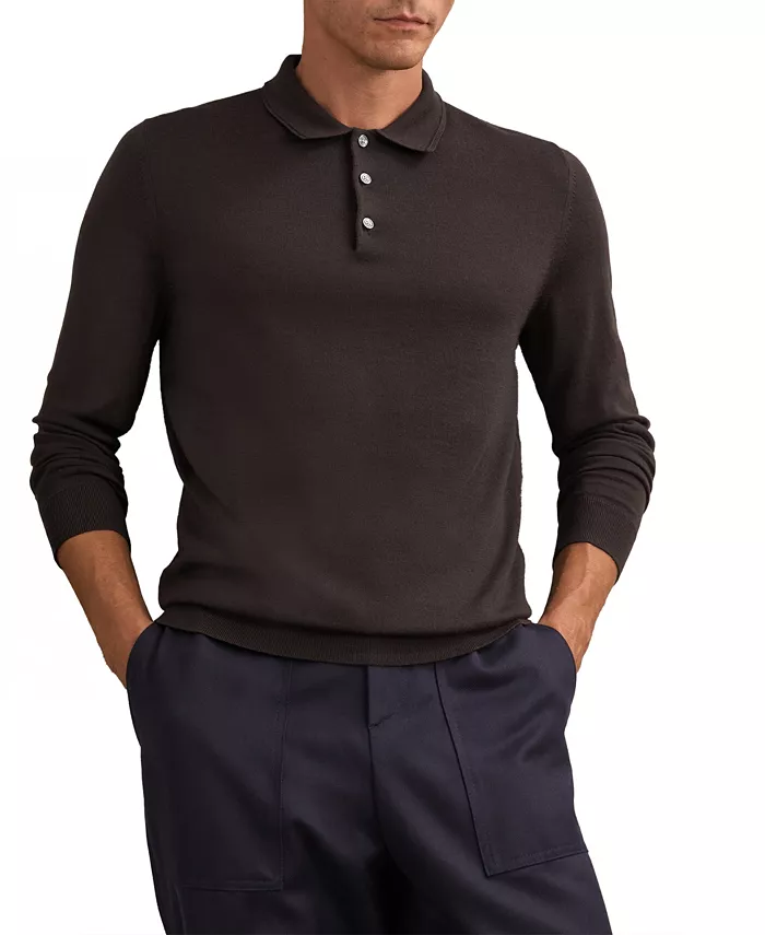 Men's Trafford Merino Wool Long-Sleeve Polo Shirt