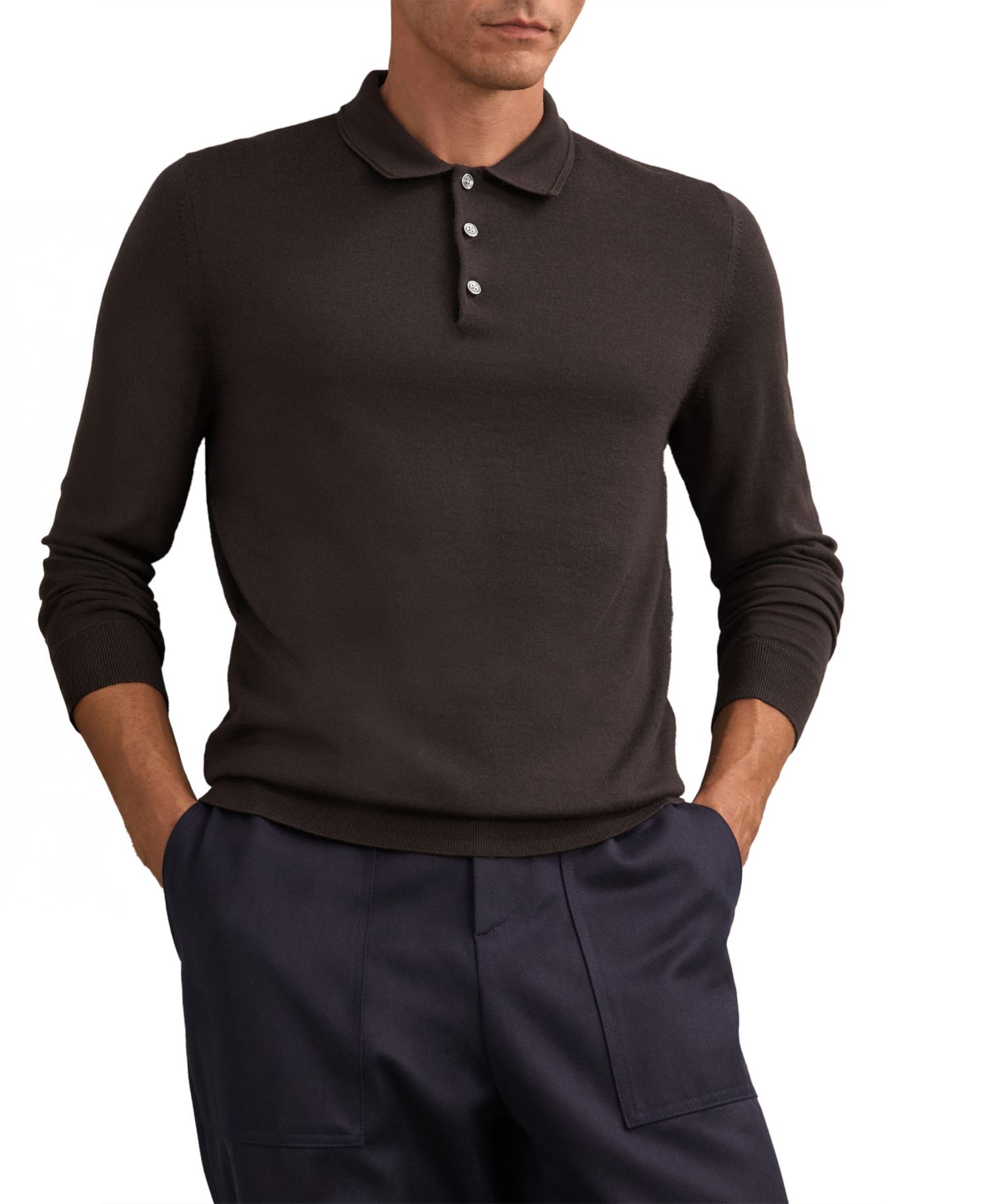 Men's Trafford Merino Wool Long-Sleeve Polo Shirt