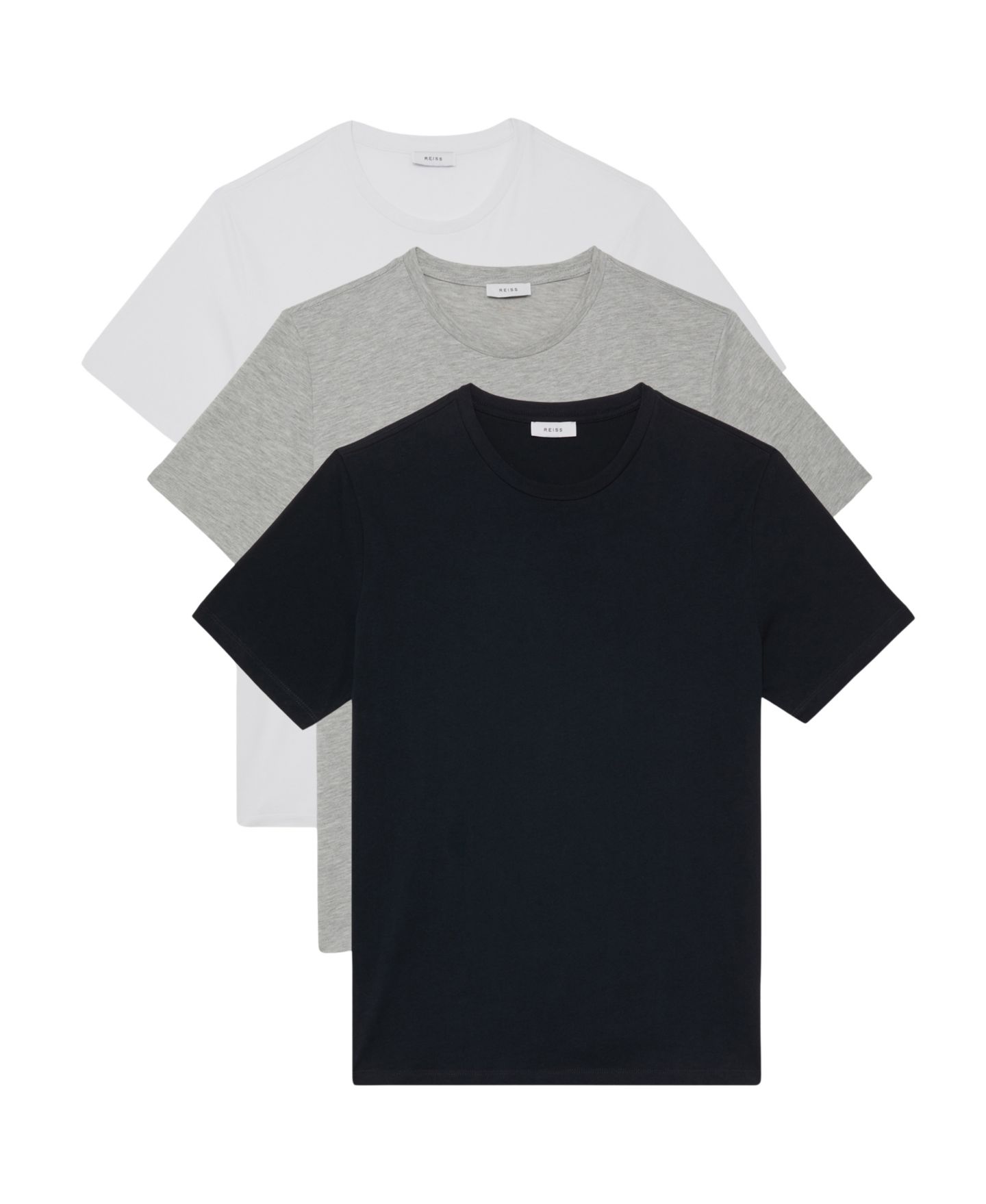 Мужские футболки REISS Bless 3-Pack Tailored-Fit Cotton Crew-Neck, цвет: Разноцветный — фото 1