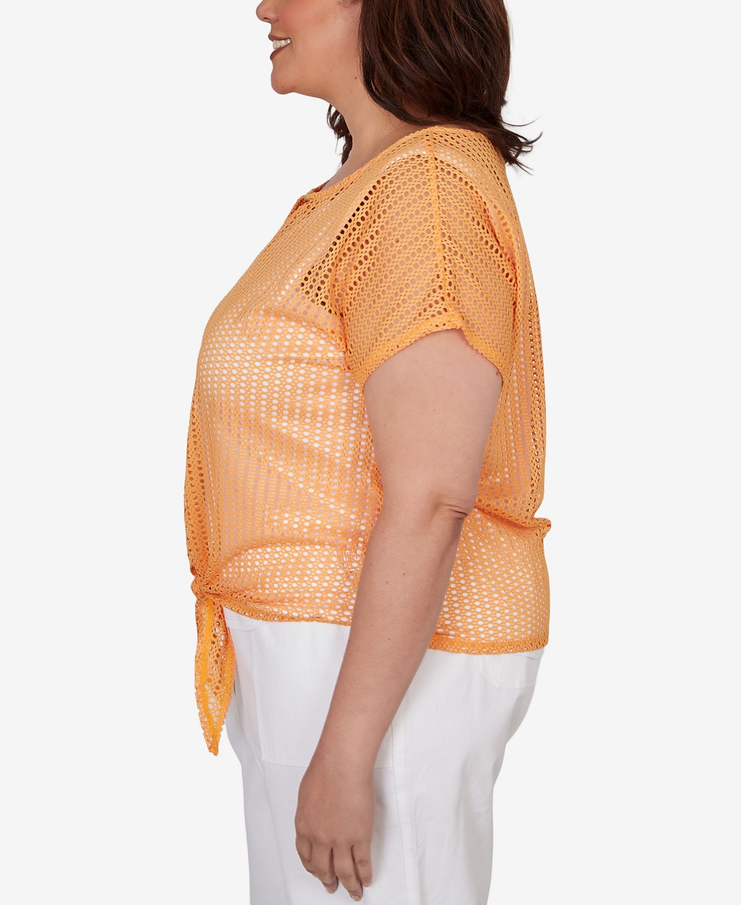 Женский топ HEARTS OF PALM Plus Size Solid Textured Knit, цвет: Оранжевый — фото 3