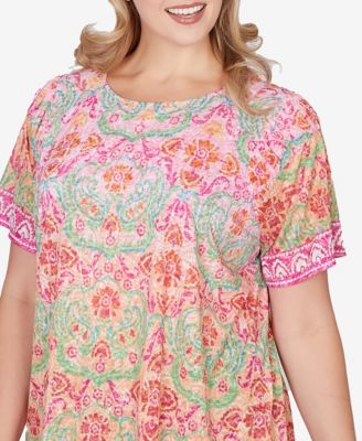 Plus Size Floral Damask Print Knit Top