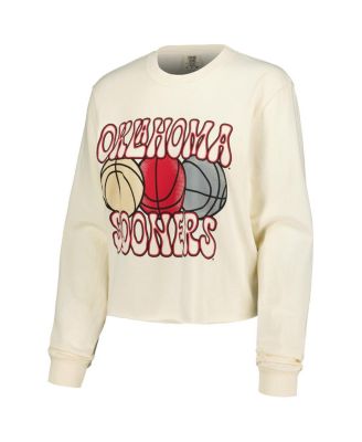 Women's Natural Oklahoma Sooners Comfort Colors Basketball Cropped Long Sleeve T-Shirt