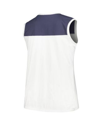 Women's White/Navy Tampa Bay Rays Plus Size Waist Length Muscle Tank Top