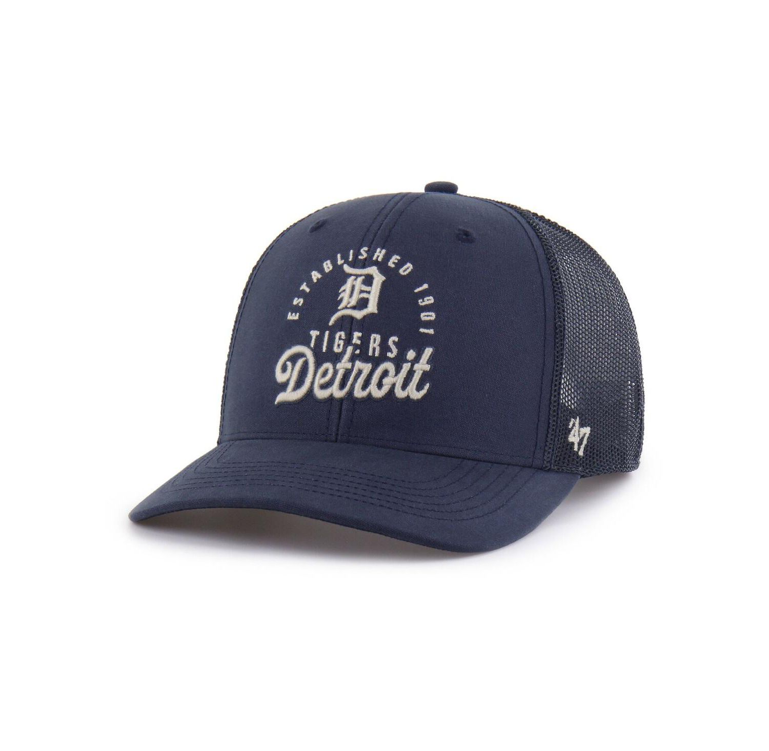 Men's Navy Detroit Tigers Pitstop Trucker Adjustable Hat