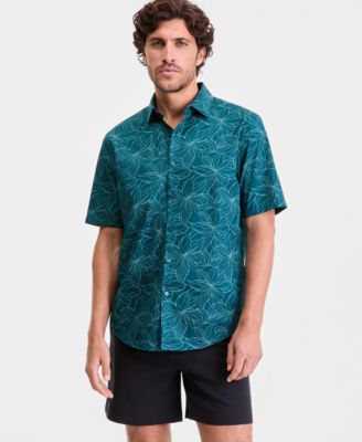Men's Short-Sleeve Outline Floral Shirt, Macy's Exclusive