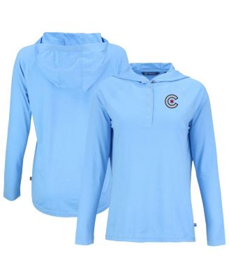 Women's Powder Blue Chicago Cubs City Connect Coastline Epic Comfort Hoodie Raglan Long Sleeve T-Shirt